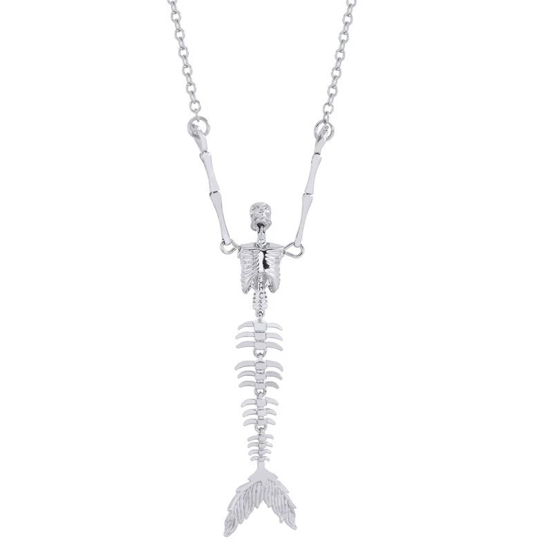Silver Skeleton Fishbone Necklace