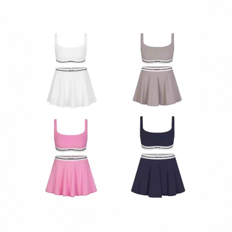 Skipper Crop Top and Skirt Set in White, Beige, Pink, Navy