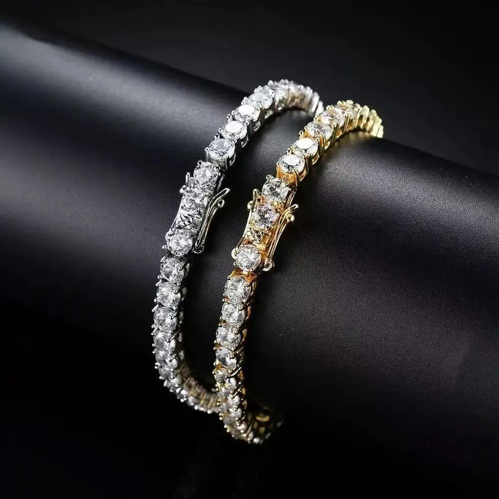 Silver and Gold Tennis Bracelets with Cubic Zirconia Stones