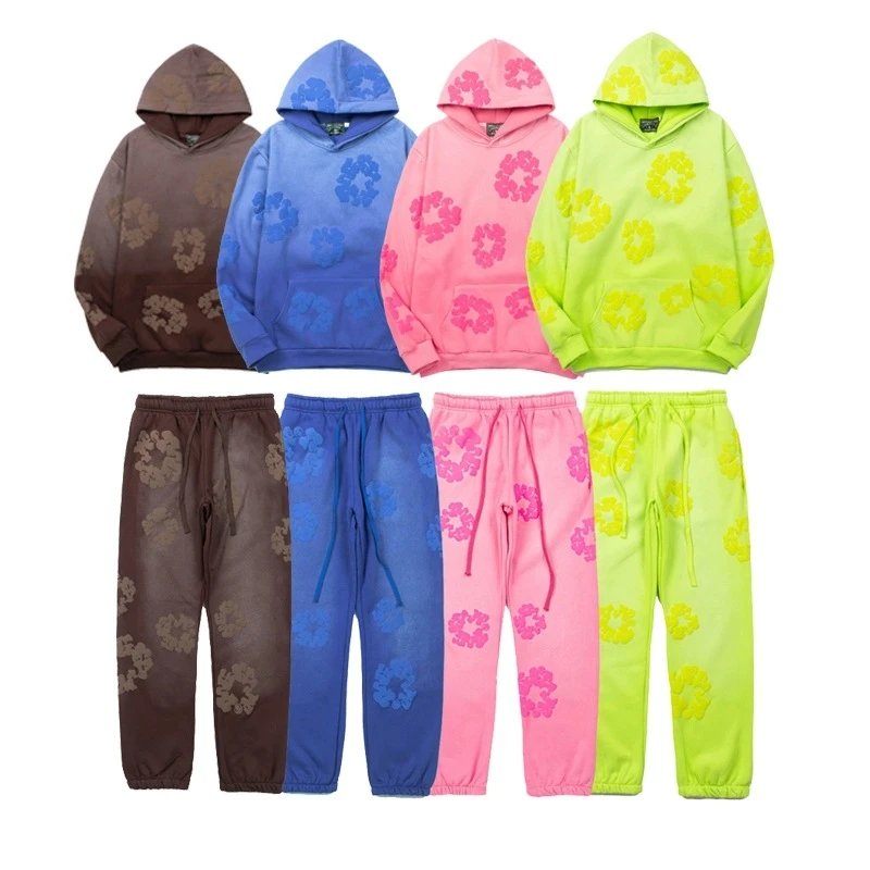 Colorful Floral Hoodie and Pants Set