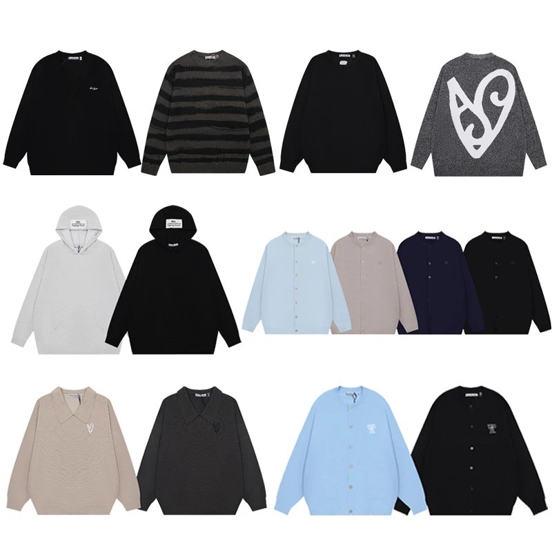 Various Knitwear Styles in Black, Grey, and Beige