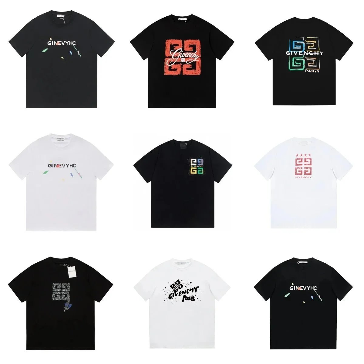 Givenchy Black and White Short Sleeve T-Shirts