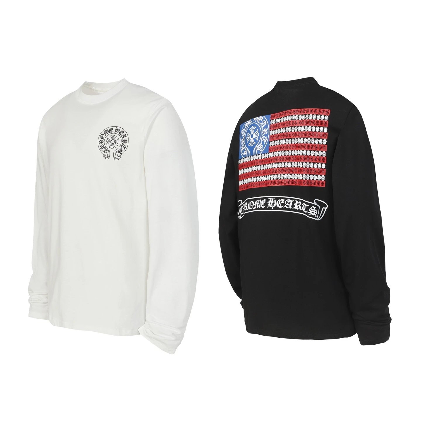 Chrome Hearts Black and White Long Sleeve T-Shirt