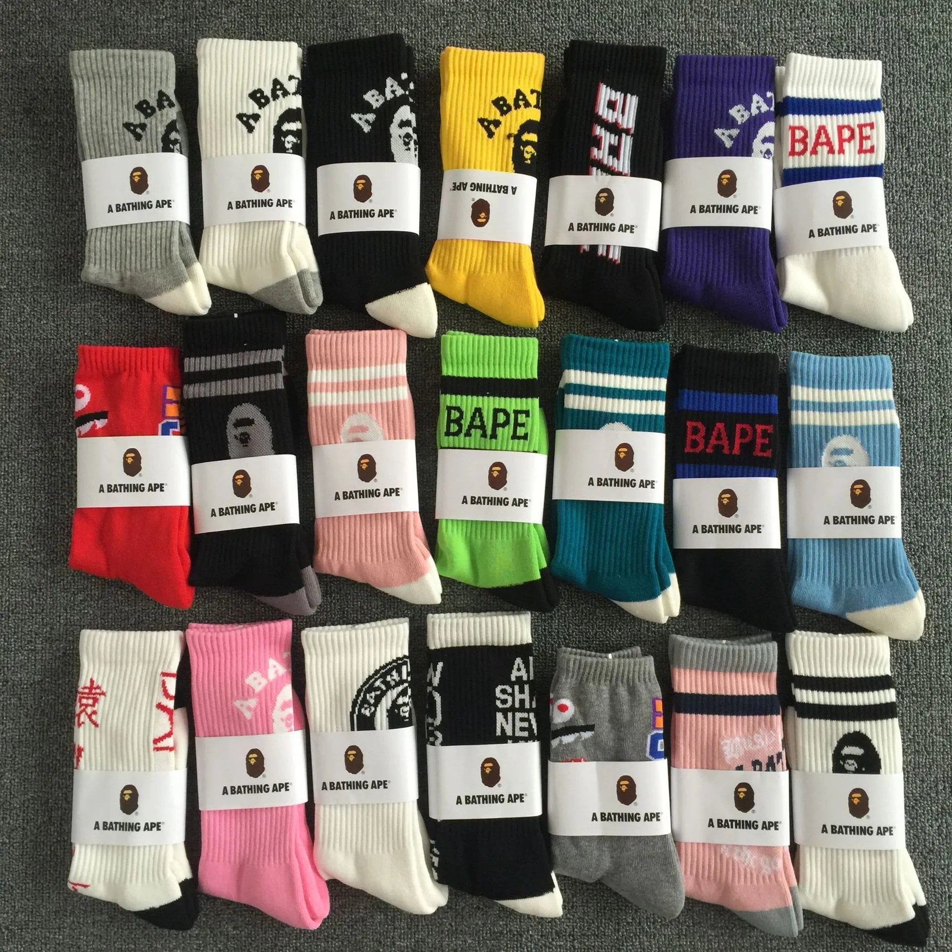 A Bathing Ape Colorful Crew Socks