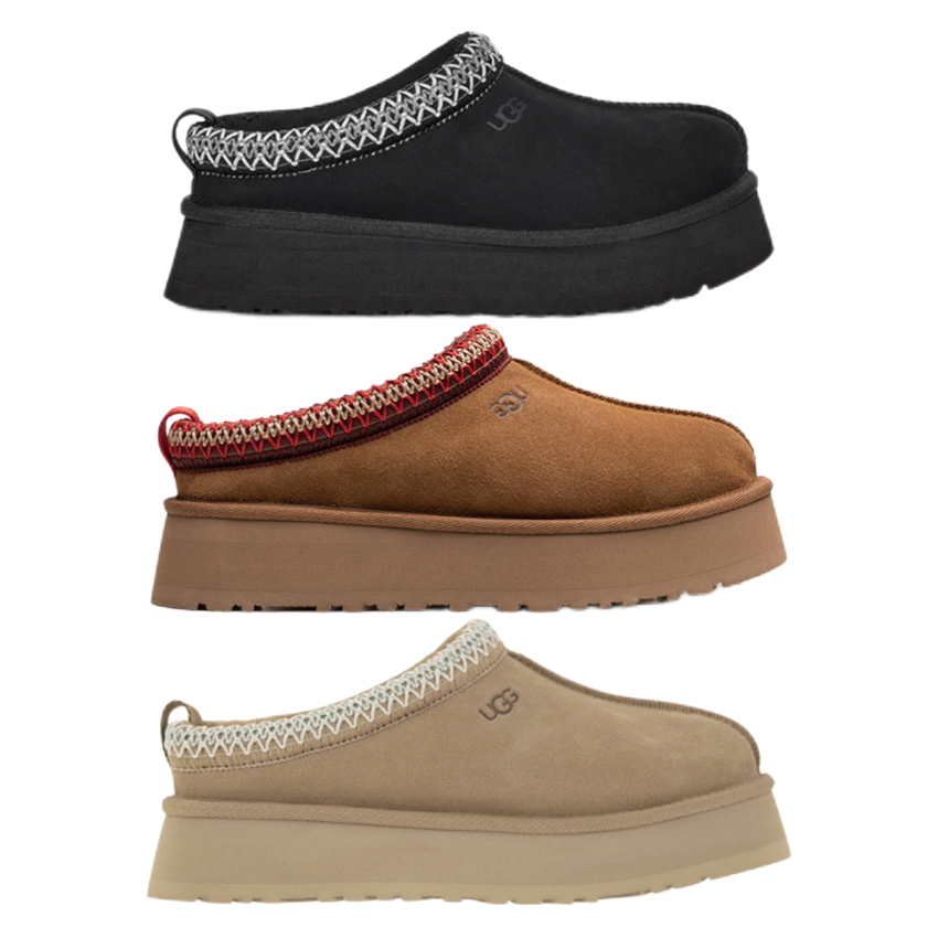 UGG Black, Brown, and Beige Platform Slippers
