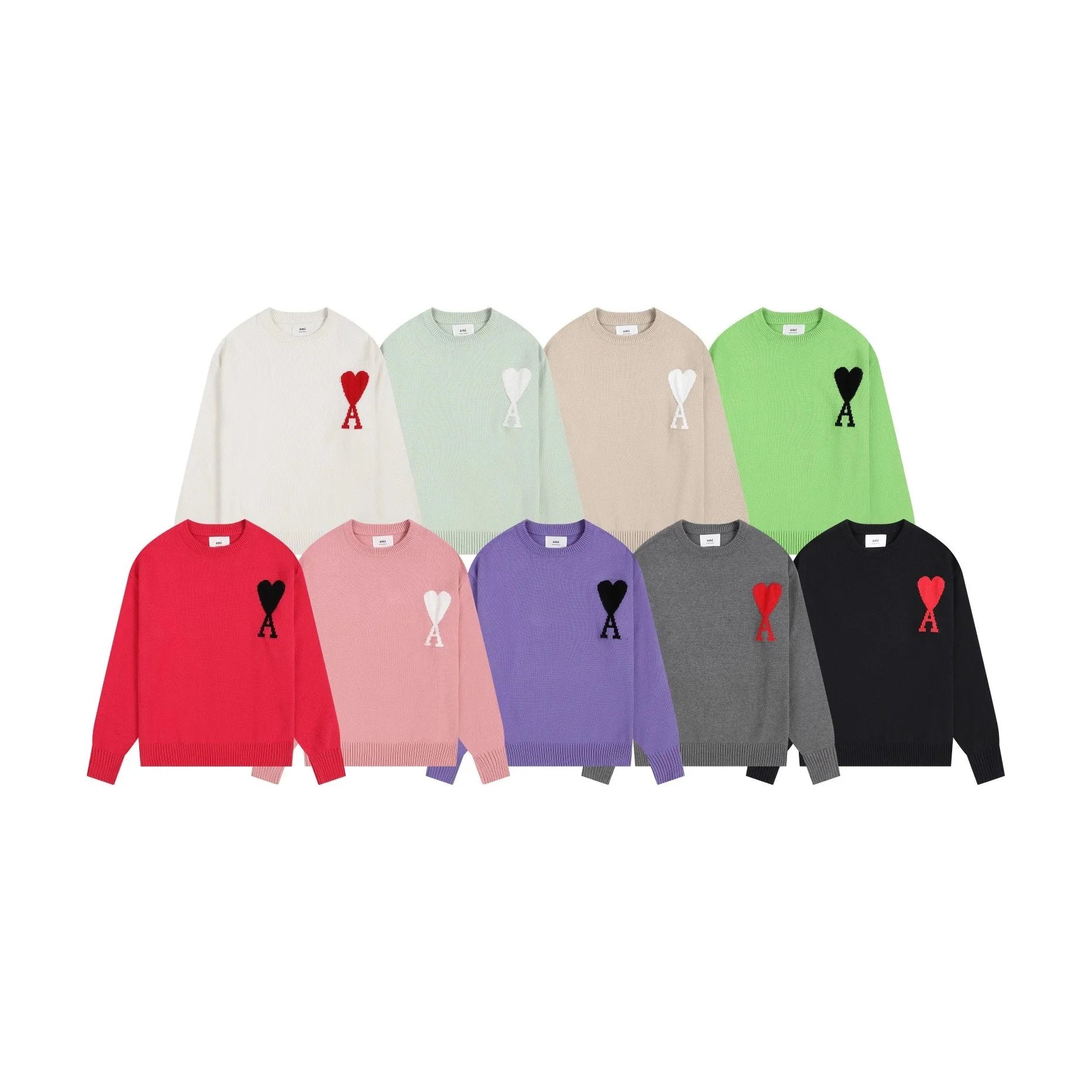 AMI Paris Colorblock Knit Sweaters