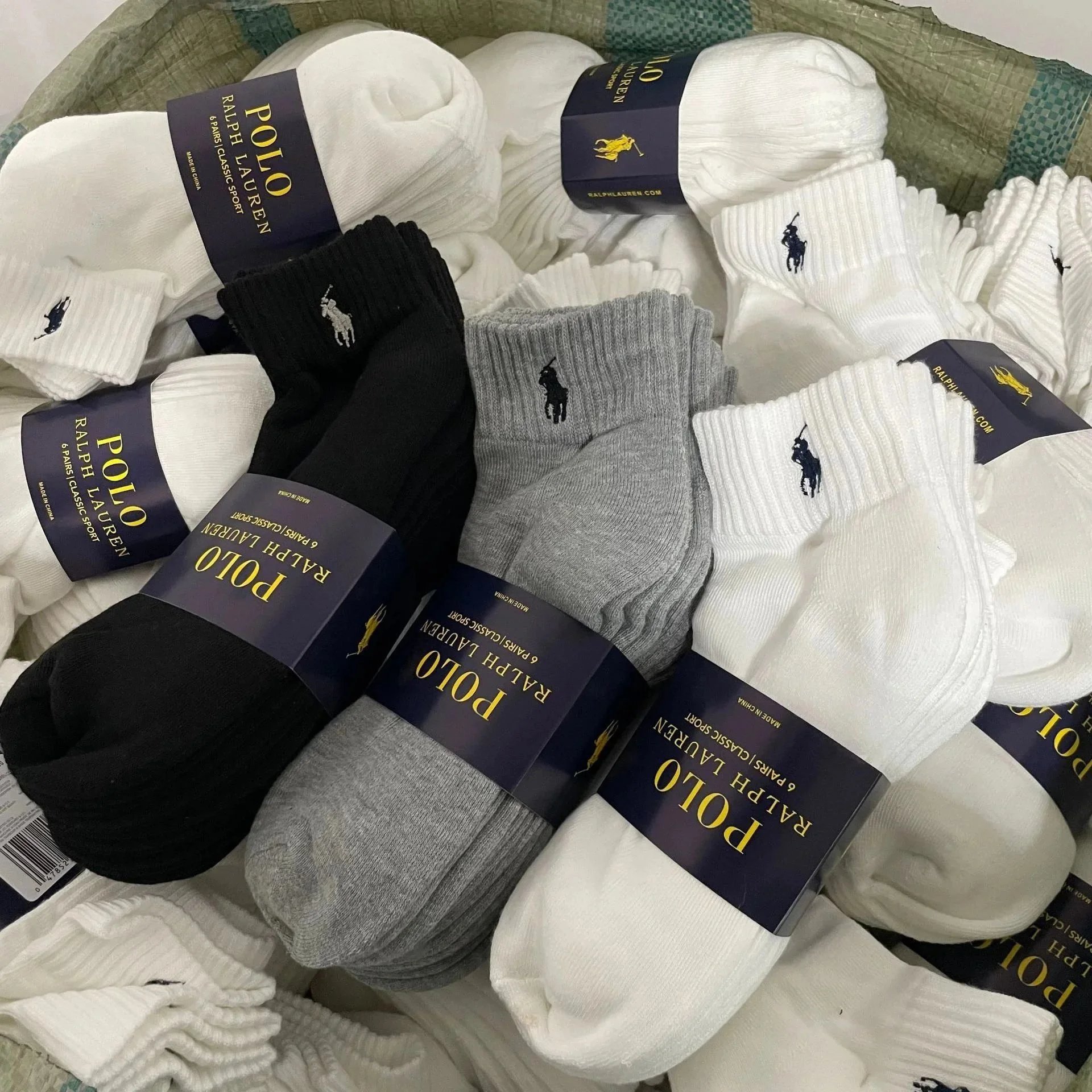 Ralph Lauren Black, Grey, and White Socks Pack