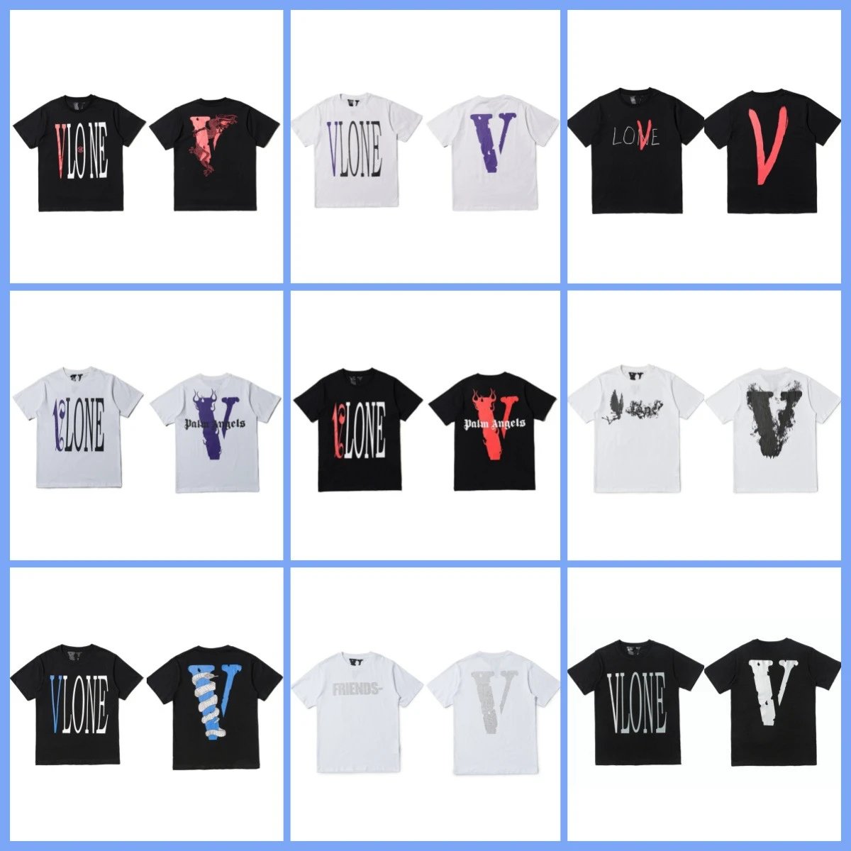 Vlone Black and White Short Sleeve T-Shirts