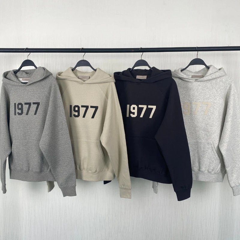 1977 Hooded Sweatshirt in Grey, Beige, Black, and Light Grey