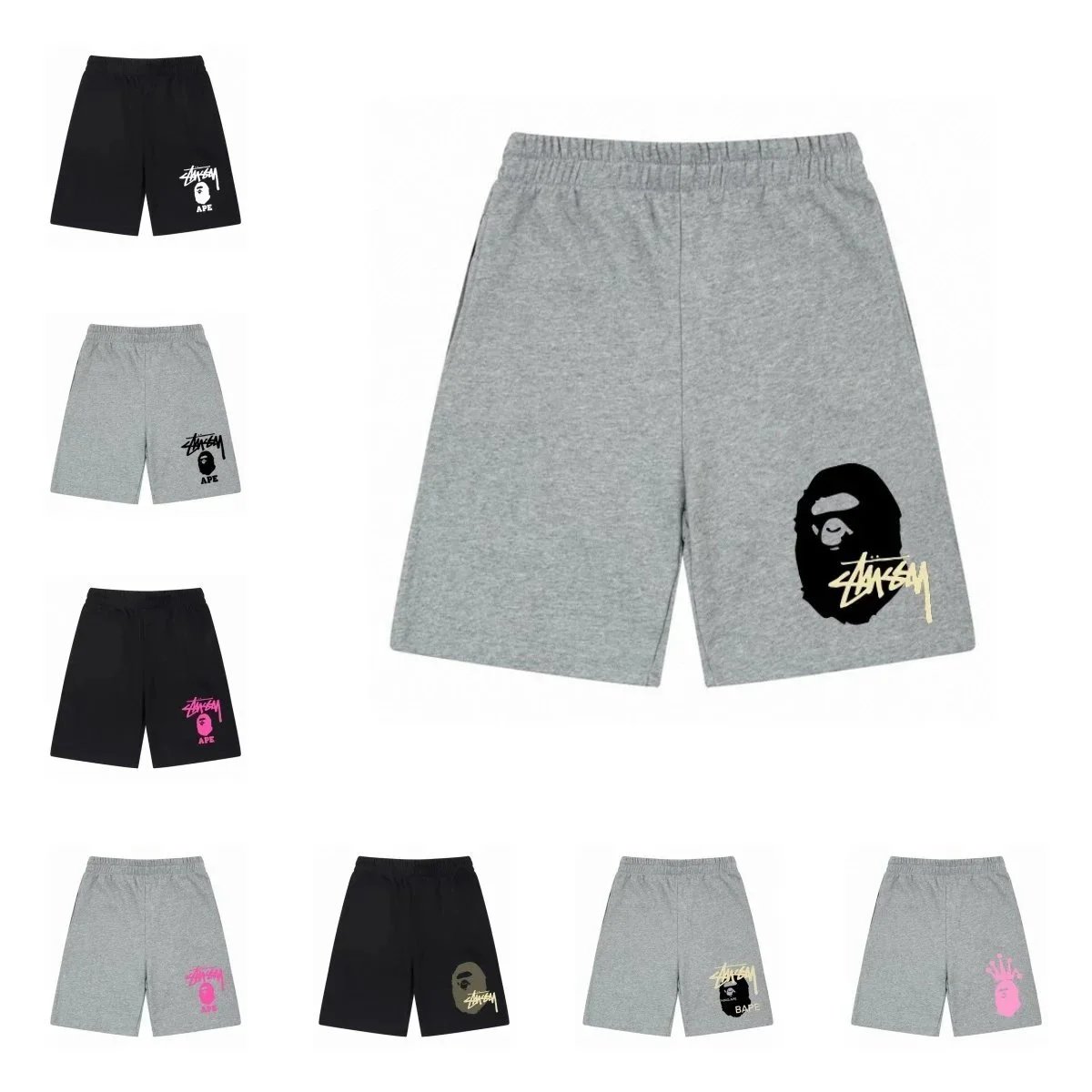 Stussy Grey Elastic Waist Shorts