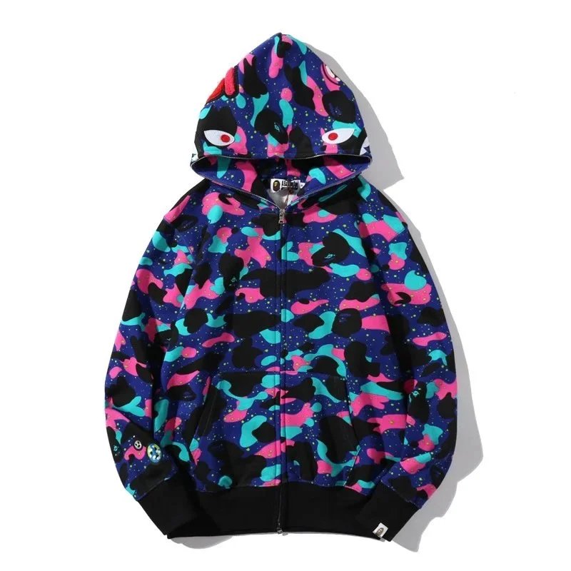 A Bathing Ape Multicolor Camo Zip-Up Hoodie
