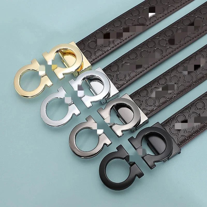 Ferragamo Black Leather Belt with Metal Buckle
