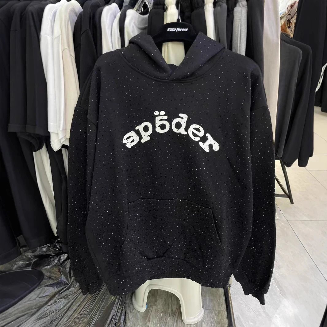 Spider Black Hoodie with Glitter Spots