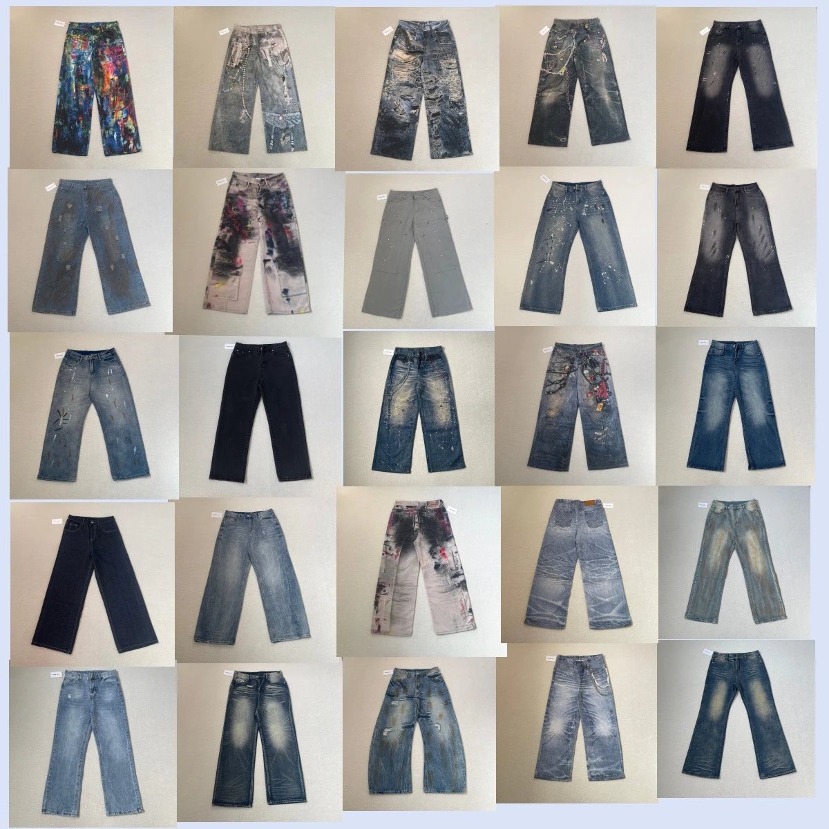 Various Paint Splatter Denim Wide Leg Jeans