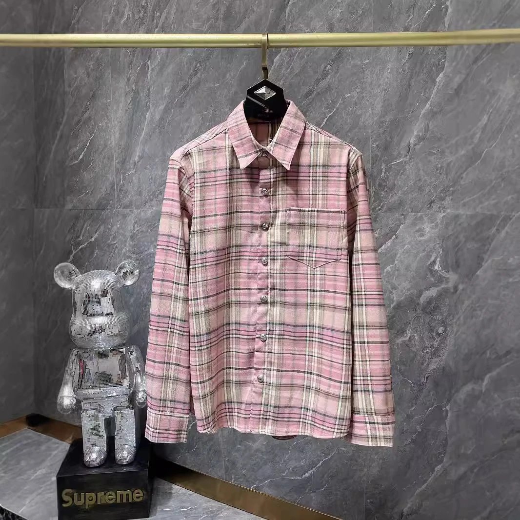 Pink Plaid Long Sleeve Shirt