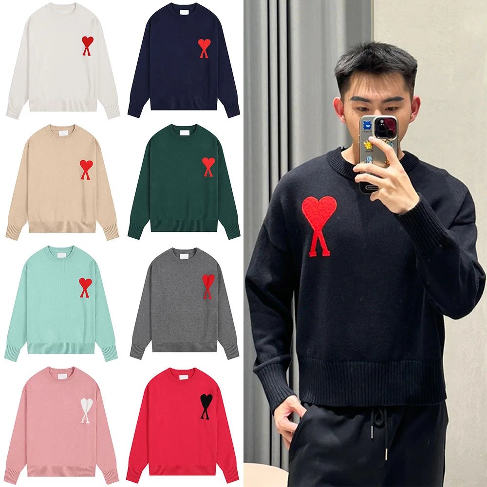 Ami Paris Black Heart Knit Sweater