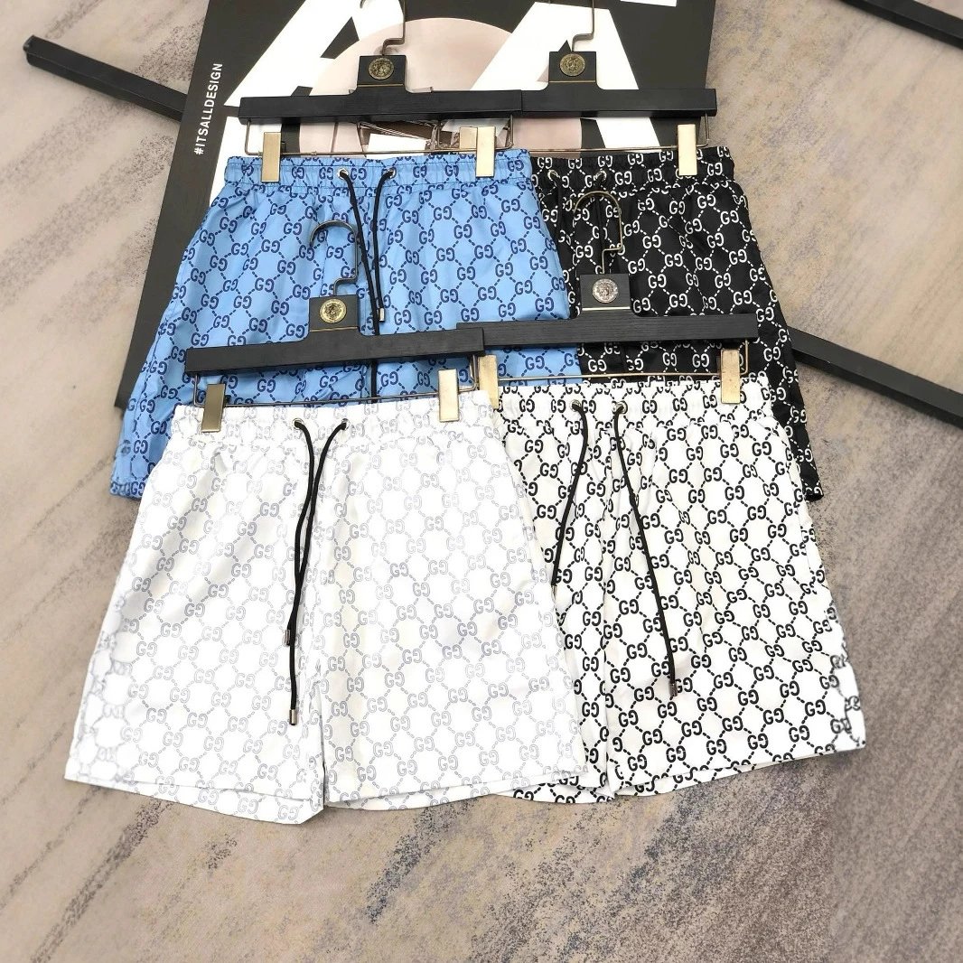 Gucci Patterned Shorts in Blue, Black, and White