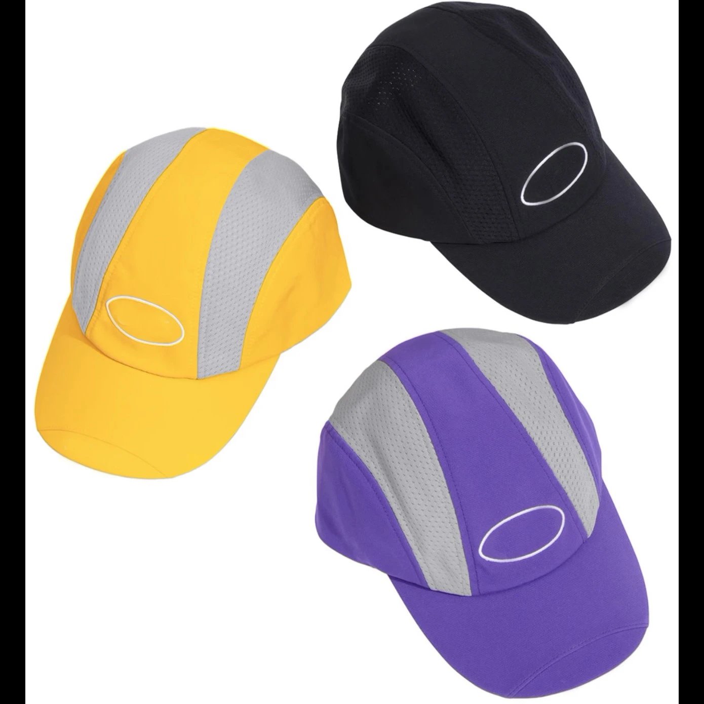 Oakley Black, Yellow, and Purple Baseball Caps