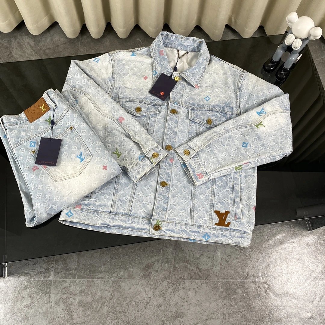 Louis Vuitton Light Blue Denim Jacket and Jeans Set