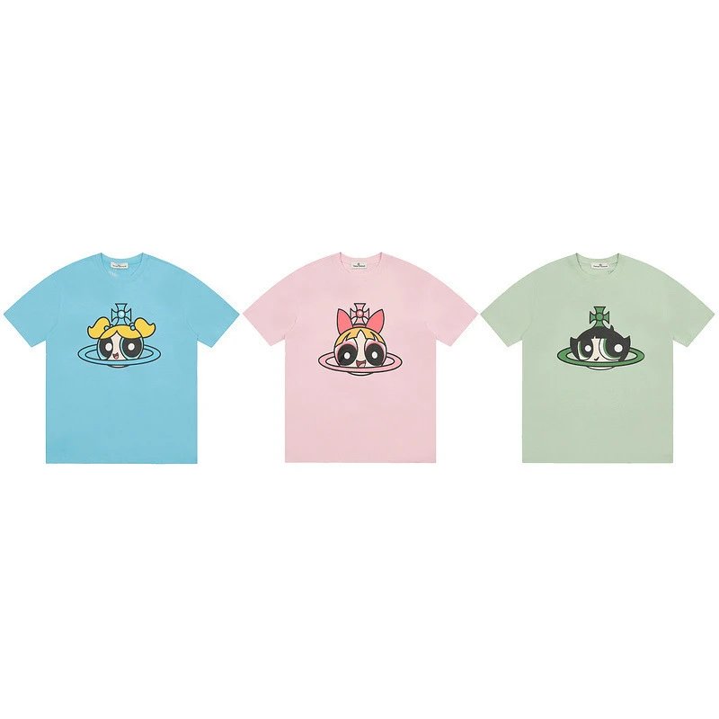 Powerpuff Girls Blue, Pink, and Green T-Shirts