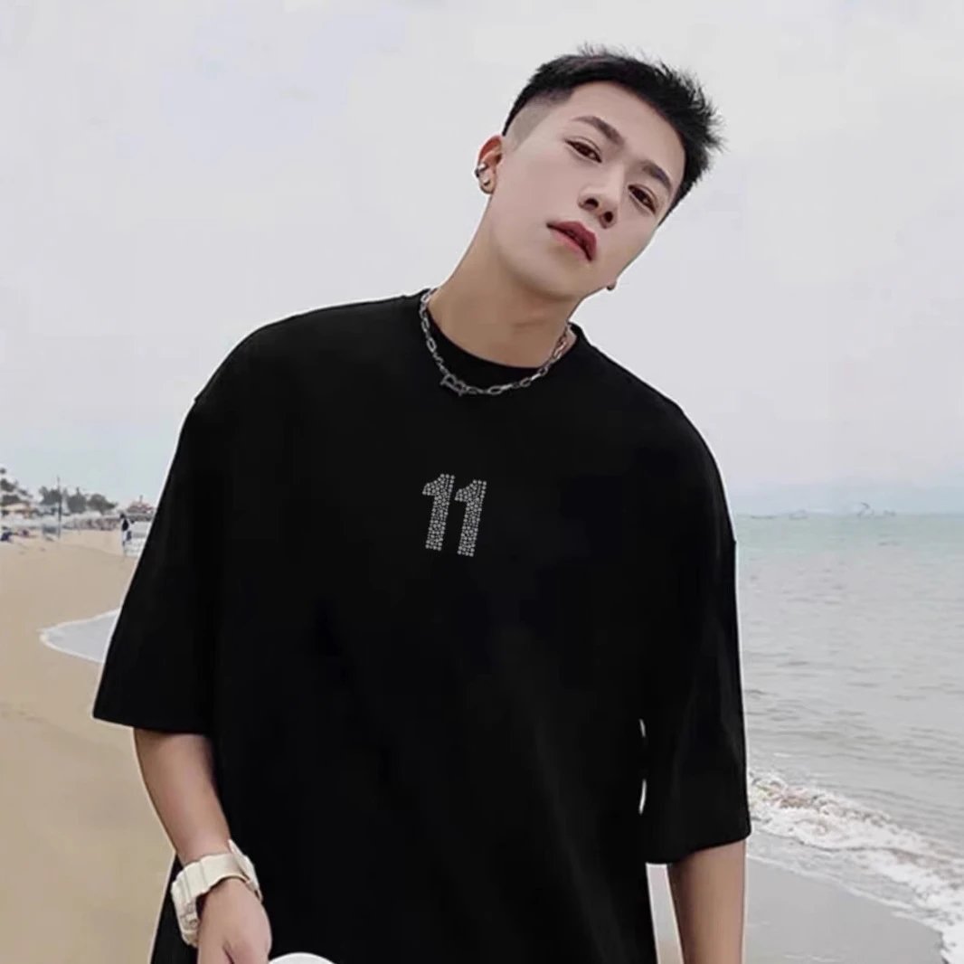 Black Oversized T-Shirt with Number 11 Design