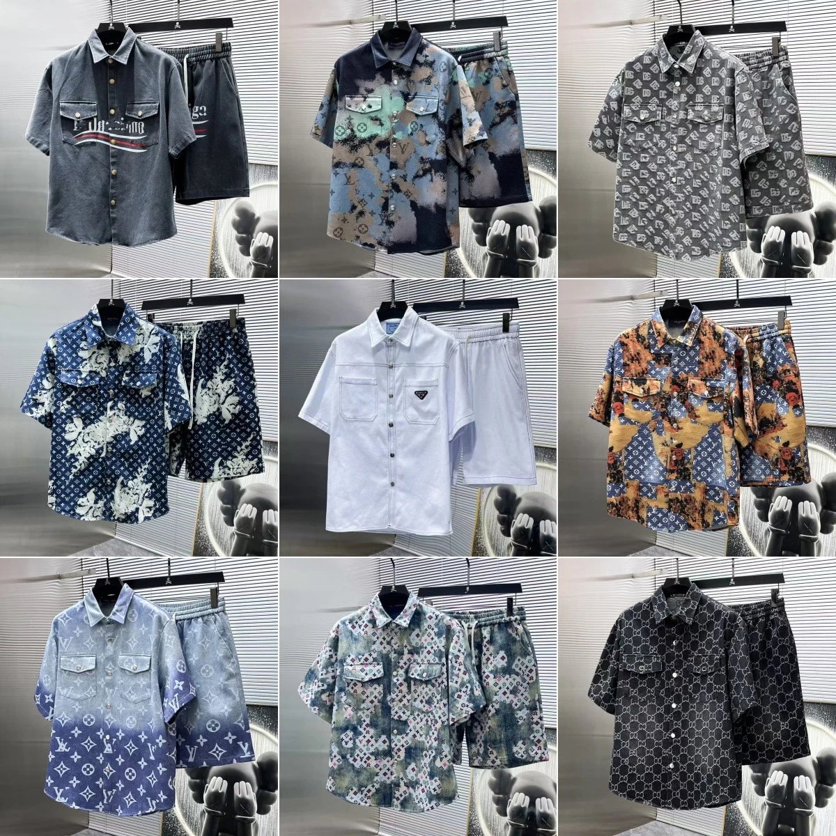 Louis Vuitton Denim Short Sleeve Shirt and Shorts Set