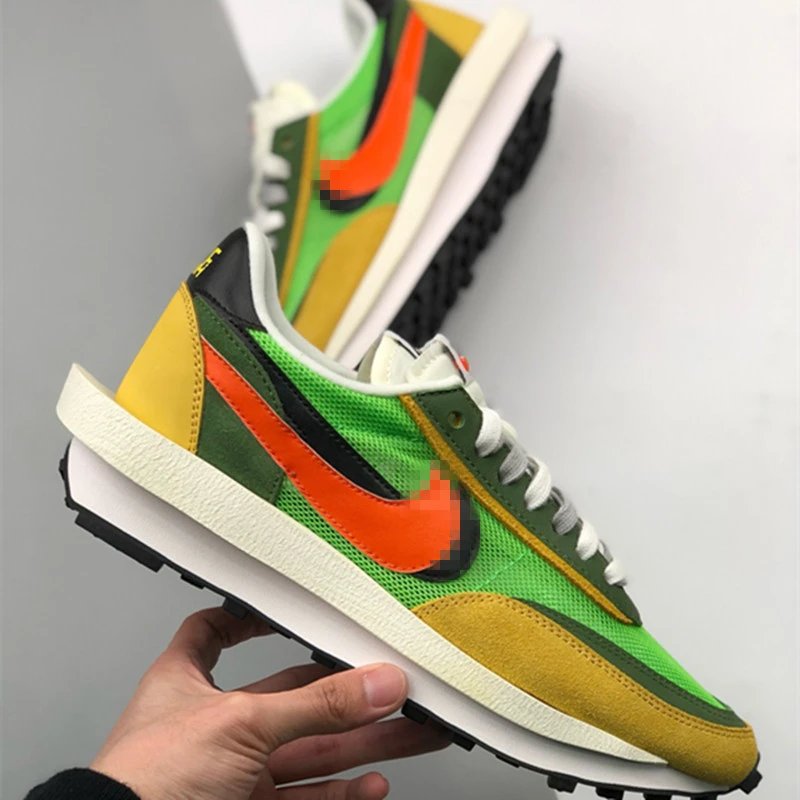 Nike Sacai Green Orange Low Top Sneakers