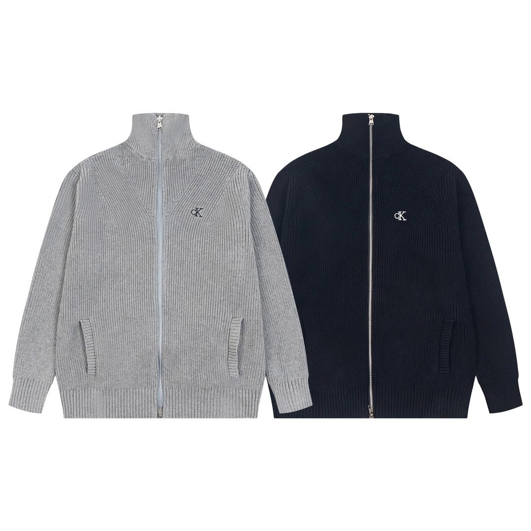 Calvin Klein Grey and Black Zip-Up Knit Cardigans