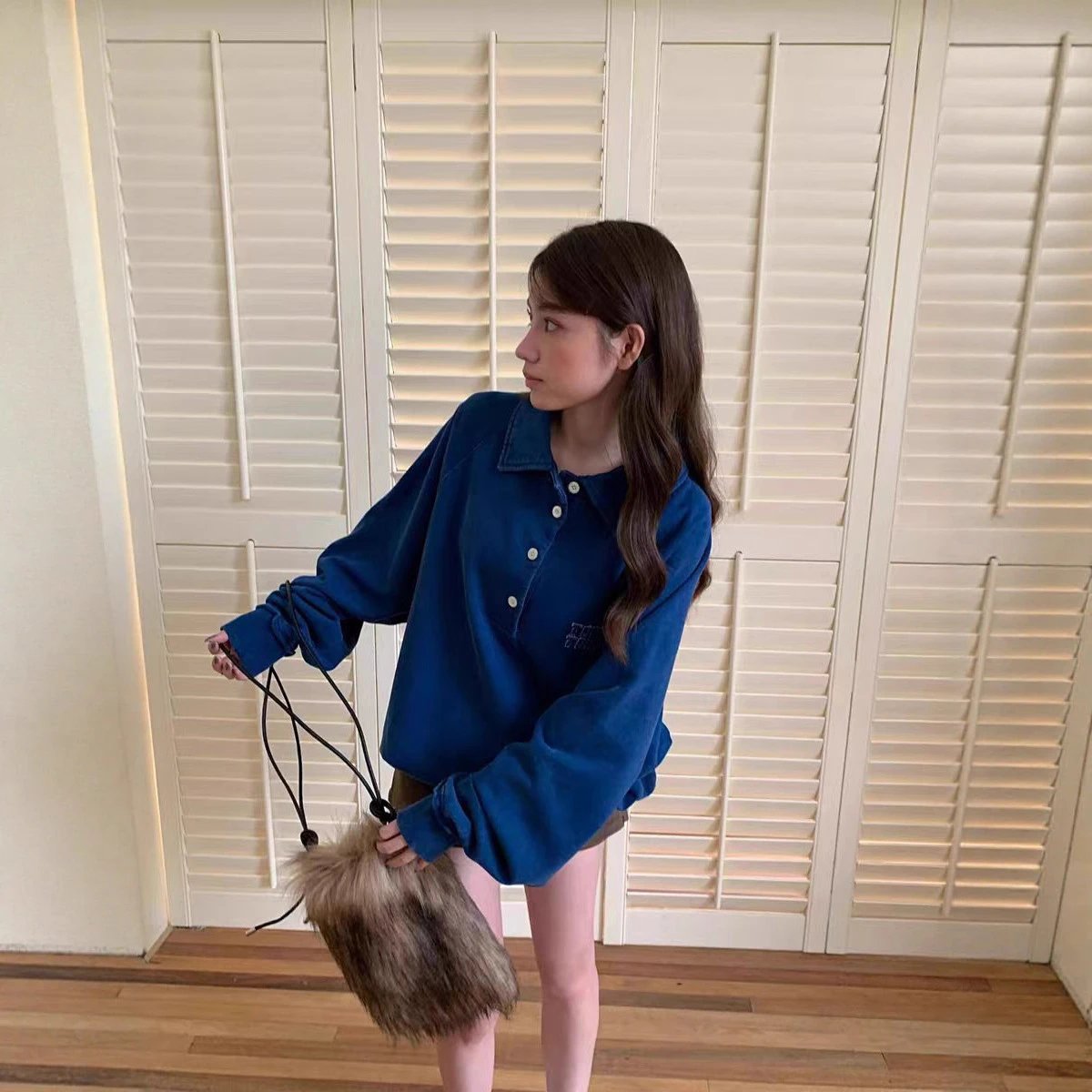 Blue Oversized Polo Shirt