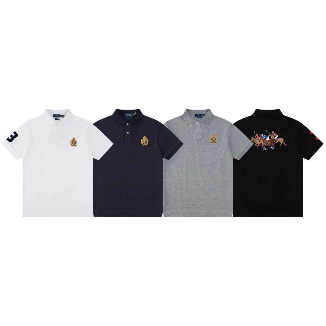 Ralph Lauren Polo Shirts in White, Navy, Grey, and Black