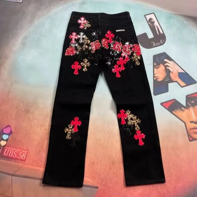 Chrome Hearts Black Cross Embellished Jeans