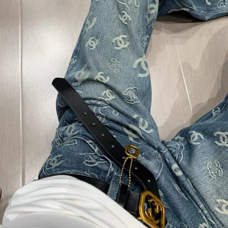 Chanel Blue Denim Jeans with Belt