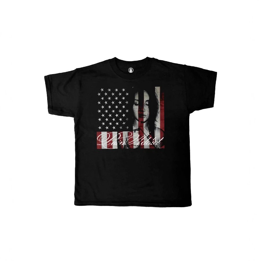 Unisex Black T-Shirt with American Flag Design