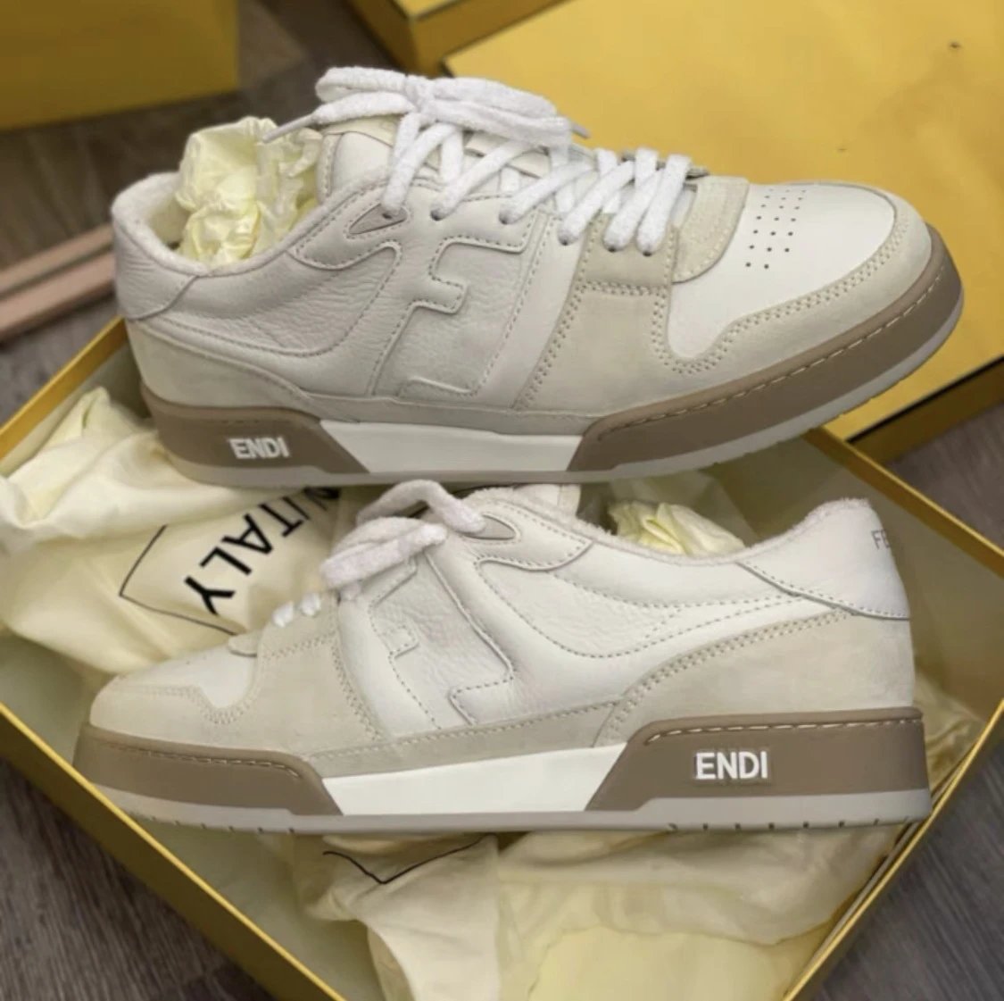 Fendi White Low Top Sneakers