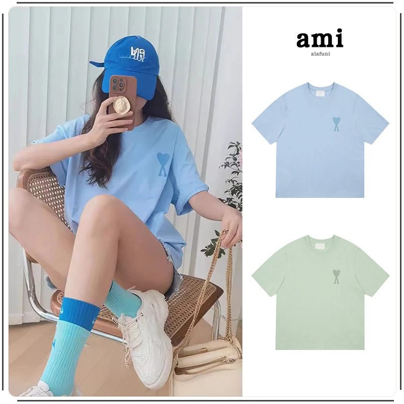 Ami alafuni Light Blue Heart T-Shirt