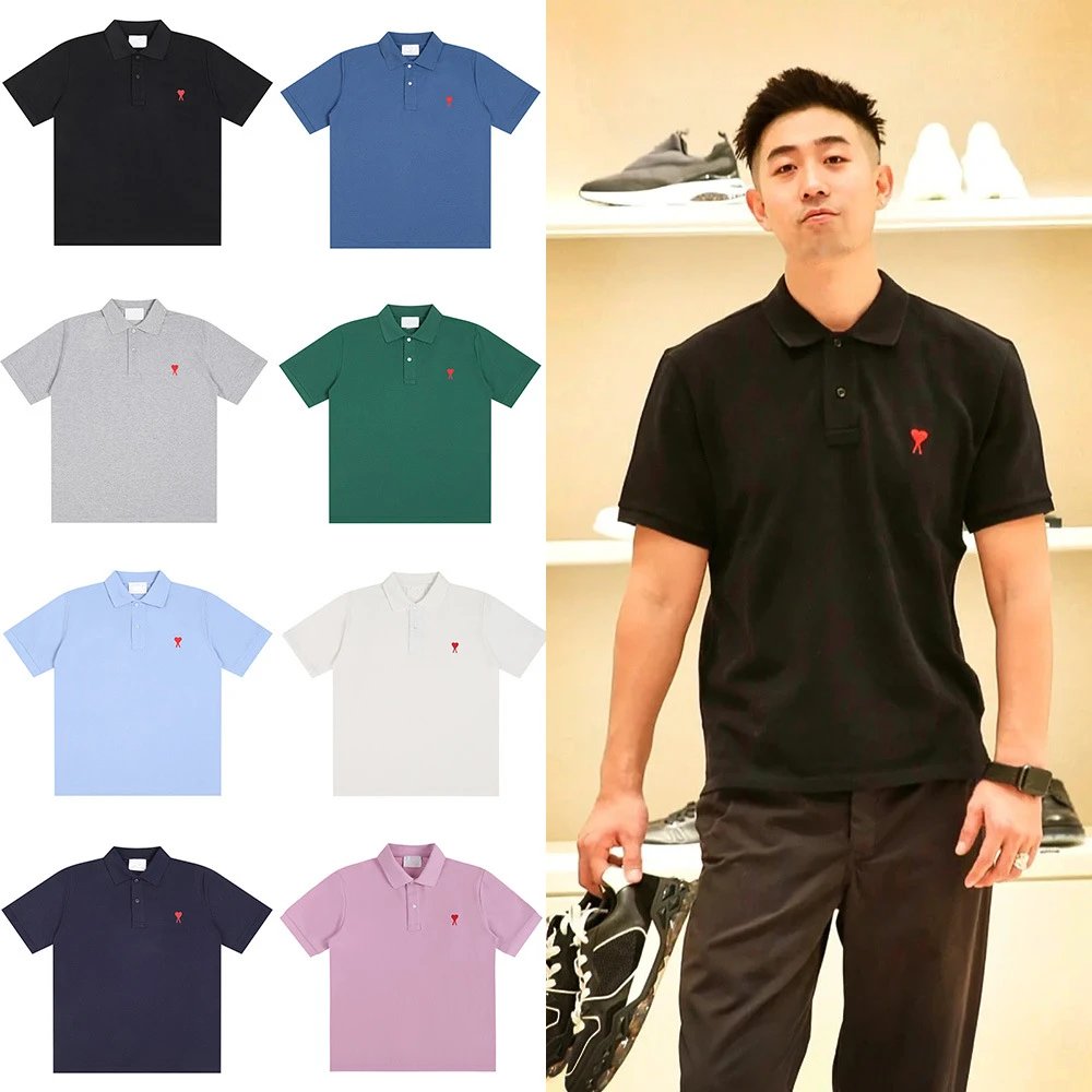 Ami Paris Black Short Sleeve Polo