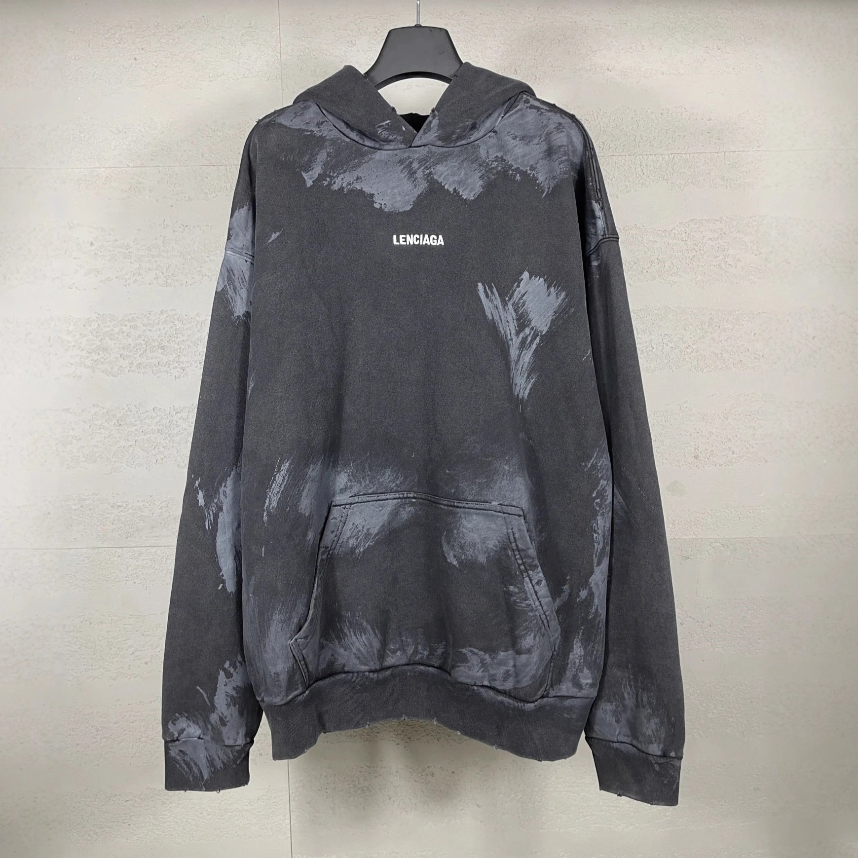 Balenciaga Black Hoodie with Distressed Design