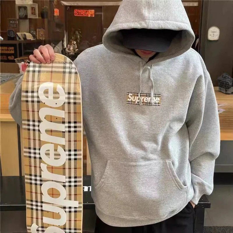 Supreme Grey Hoodie with Front Pocket