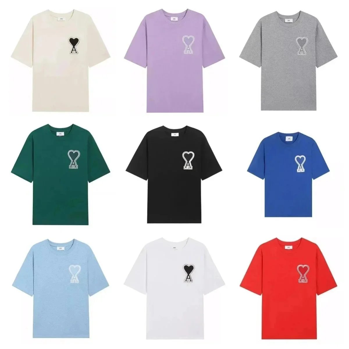 Ami Paris Heart Logo T-Shirt in Various Colors