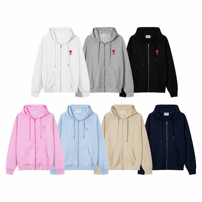 Ami Paris Zip-Up Hoodie in Multiple Colors