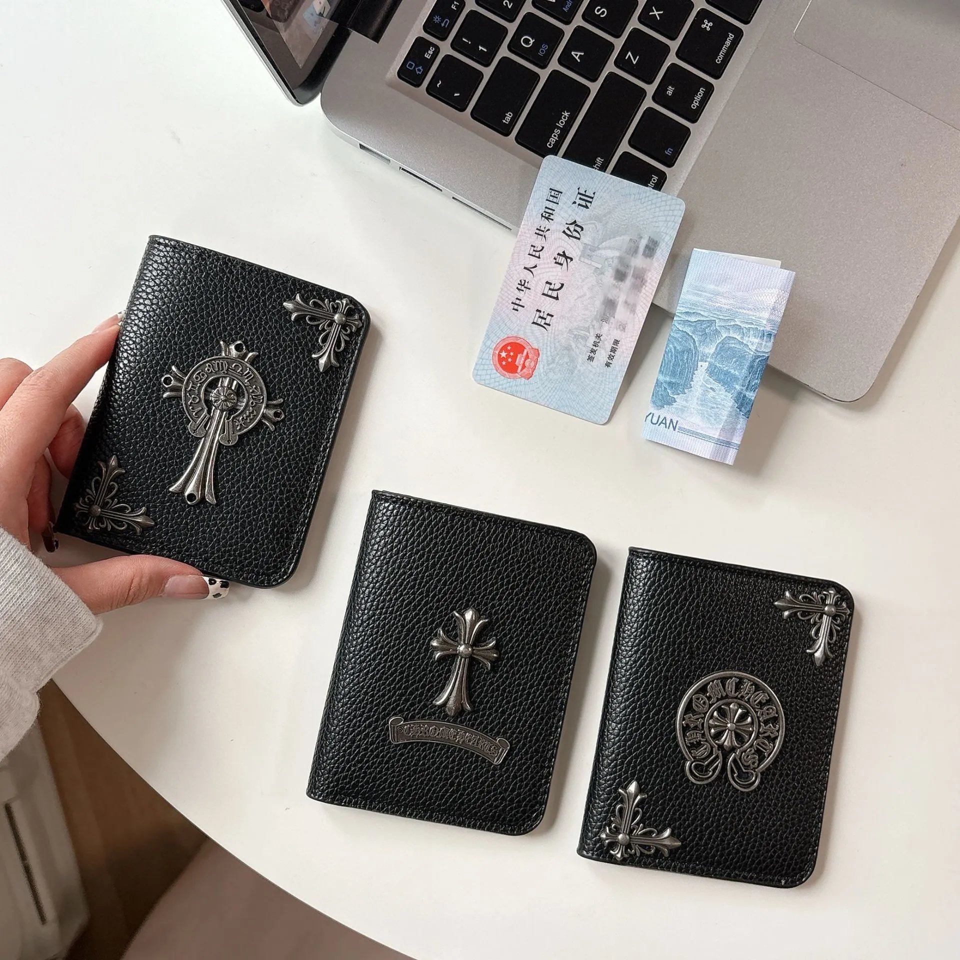 Chrome Hearts Black Leather Wallet with Cross Design
