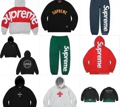 Supreme Black Hoodie and Green Sweatpants Set