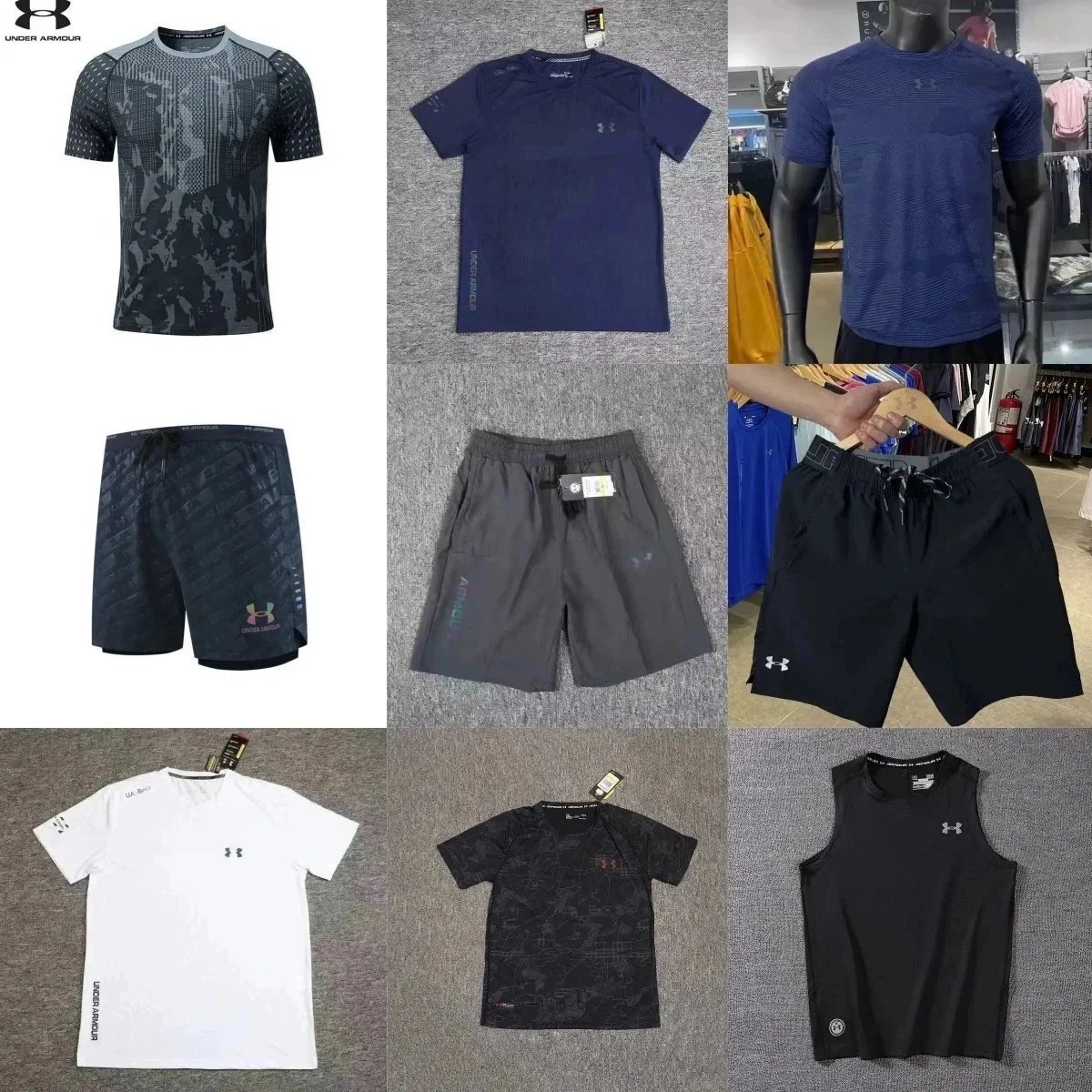 Under Armour Black Shorts and Various Color Tops Combo Set