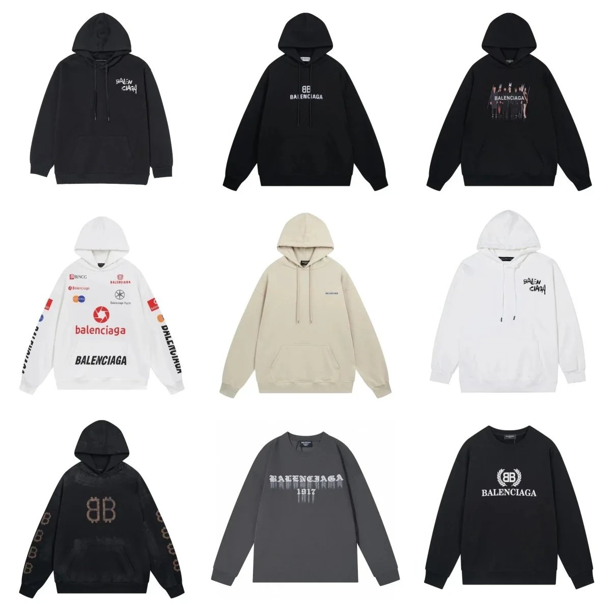 Balenciaga Black Hoodie and Sweatshirt Collection