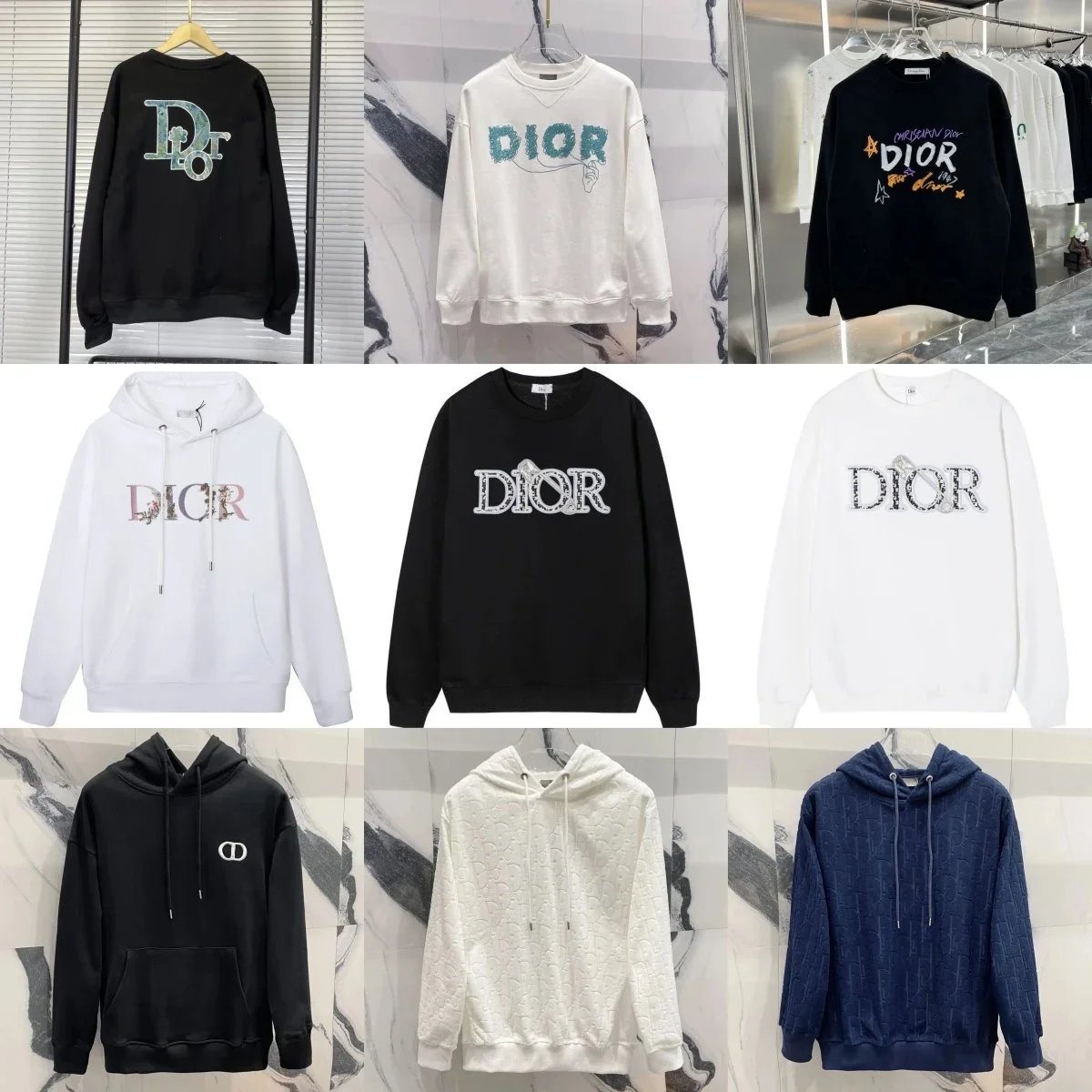 Dior Black and White Hoodies and Sweatshirts Collection