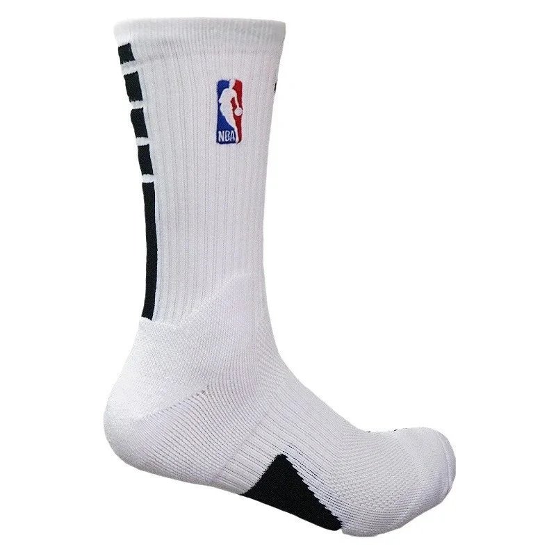NBA White Basketball Socks with Black Accents