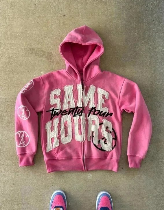 Pink Zip-Up Hoodie with 