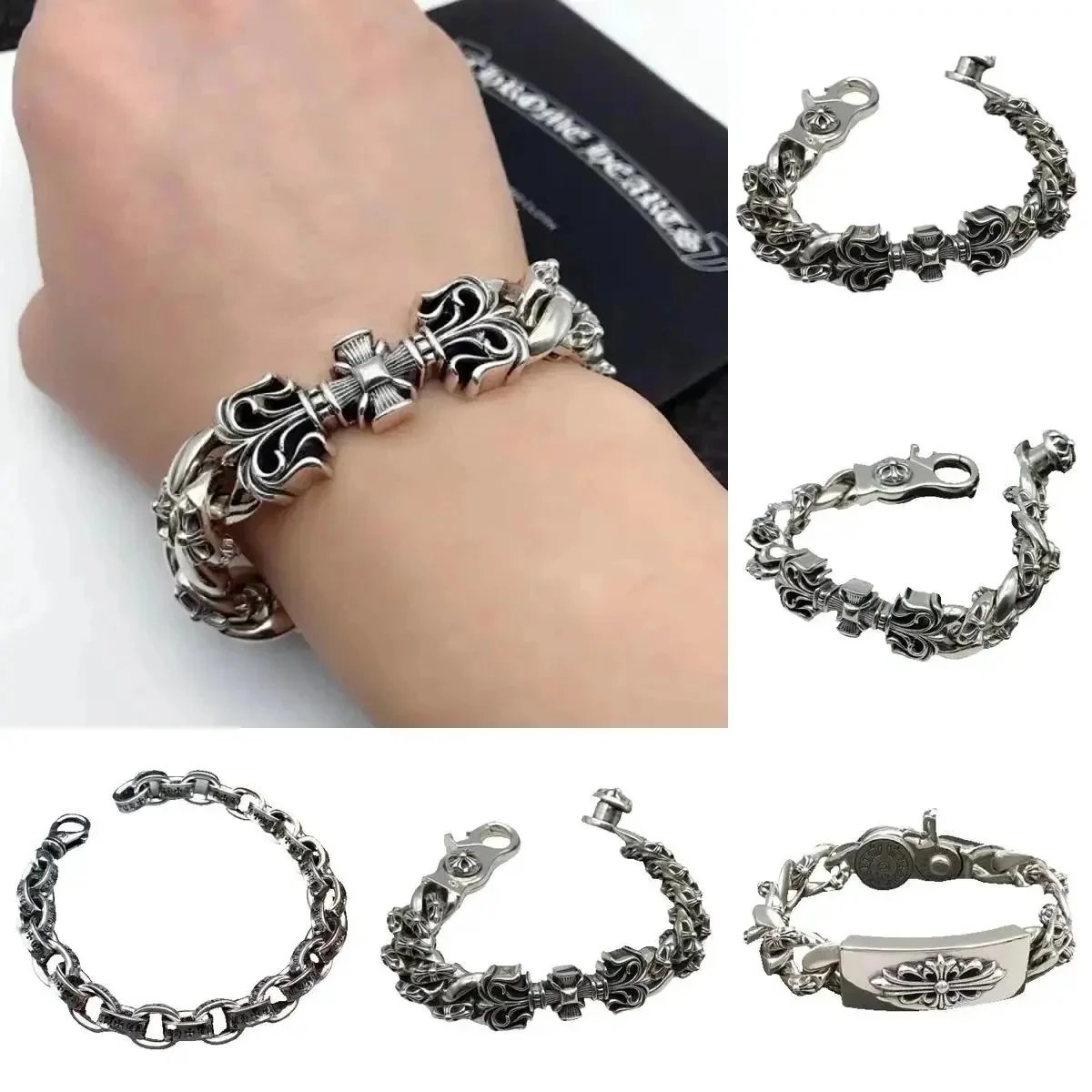 Chrome Hearts Silver Cross Link Bracelet