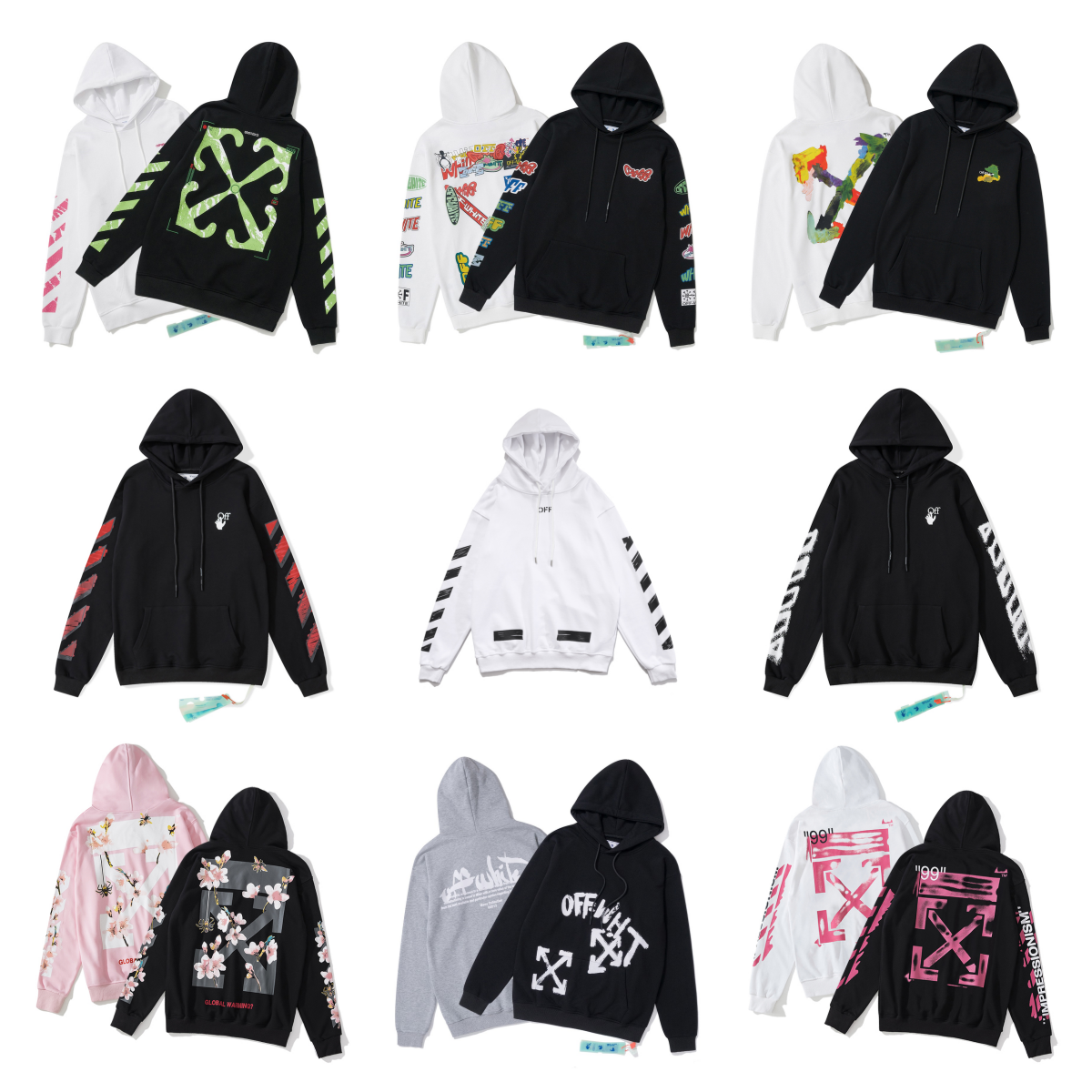 Off-White Black Hoodie with Graphic Print