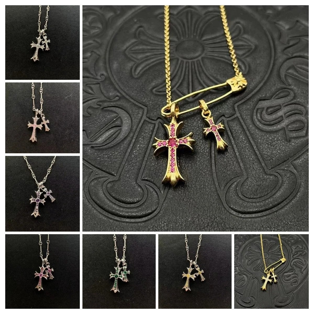 Chrome Hearts Gold Cross Pendant Necklace